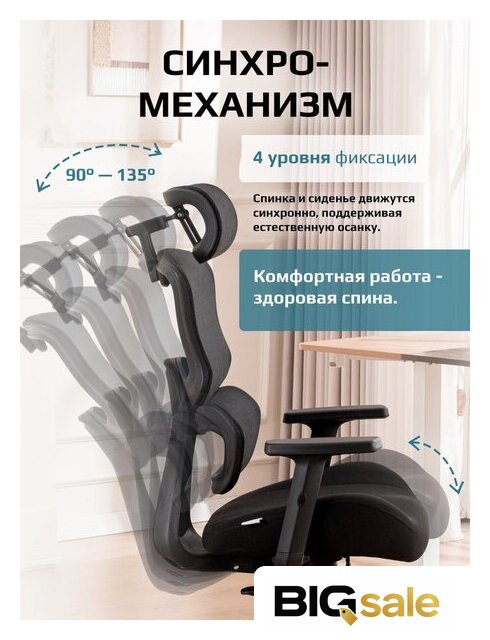 Офисное кресло Evolution ZenFoam Black (черный) - Изображение №8 — Интернет магазин BigSale