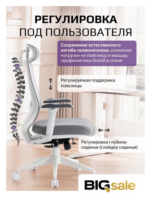Офисное кресло Evolution HybridFlex White (серый) - Изображение №13 — Интернет магазин BigSale