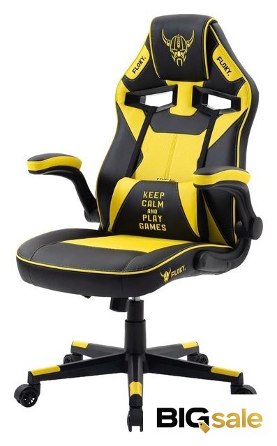 Игровое (геймерское) кресло FLOKY Asgard Yellow-Black (желтый/черный) - Изображение №3 — Интернет магазин BigSale