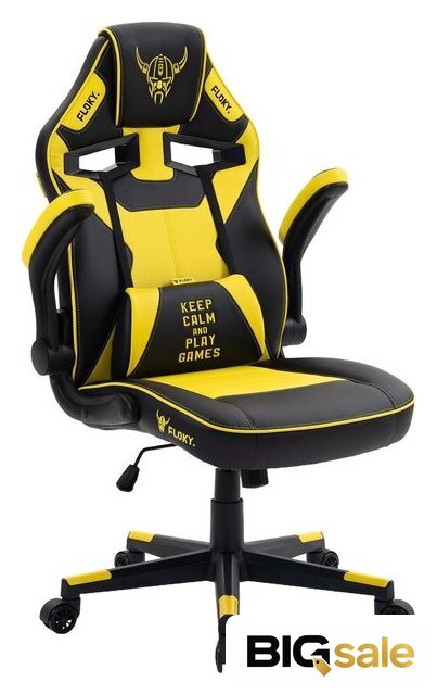 Игровое (геймерское) кресло FLOKY Asgard Yellow-Black (желтый/черный) - Изображение №2 — Интернет магазин BigSale