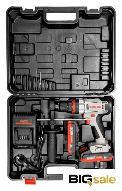 Ударная дрель-шуруповерт Crown CT21075HMX-2 BMC (с 2-мя АКБ, кейс) - Изображение №7 — Интернет магазин BigSale