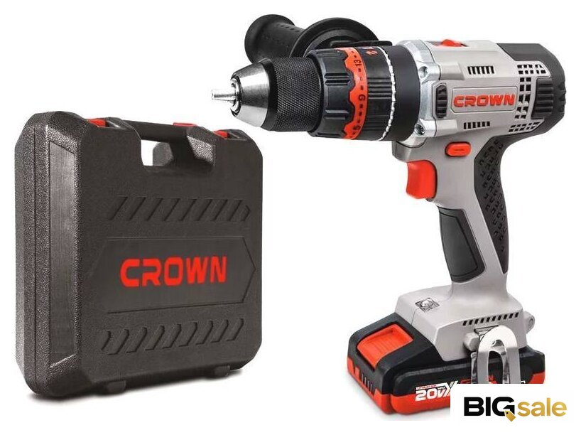 Ударная дрель-шуруповерт Crown CT21075HMX-2 BMC (с 2-мя АКБ, кейс) - Изображение №1 — Интернет магазин BigSale
