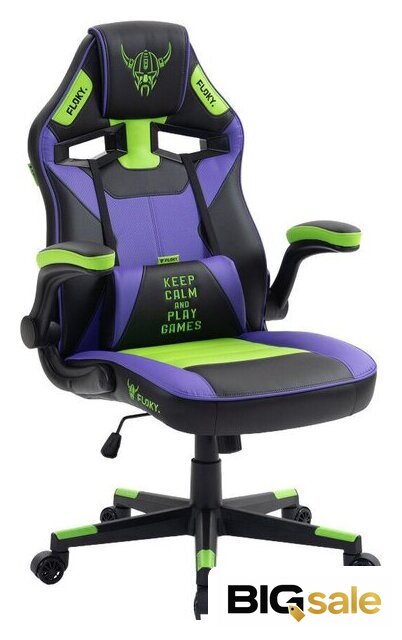 Игровое (геймерское) кресло FLOKY Asgard Purple-Green (фиолетовый/зеленый) - Изображение №1 — Интернет магазин BigSale
