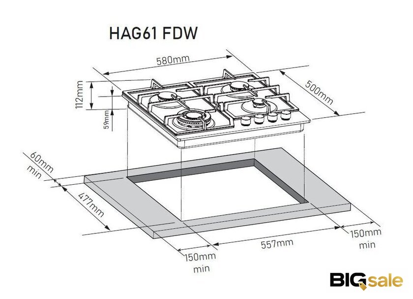 Варочная панель ZorG HAG61 FDW black - Изображение №9 — Интернет магазин BigSale