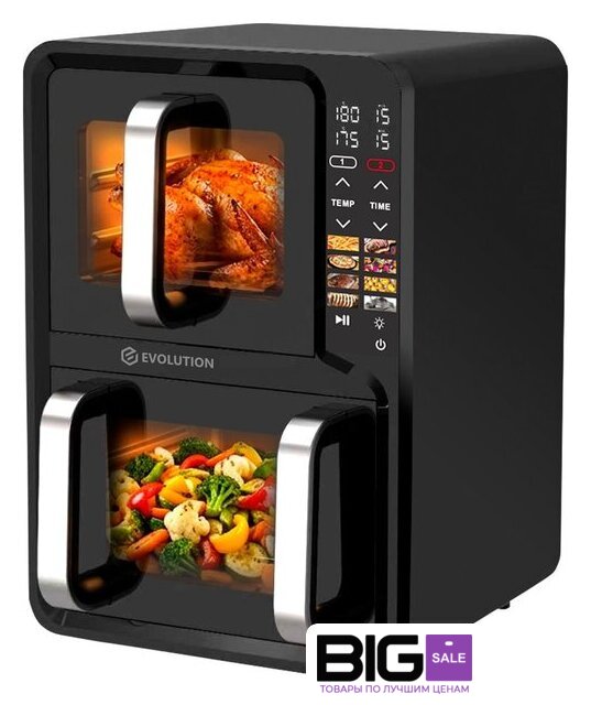 Аэрогриль (аэрофритюрница) Evolution AIRO 12100W Dual - Изображение №2 — Интернет магазин BigSale