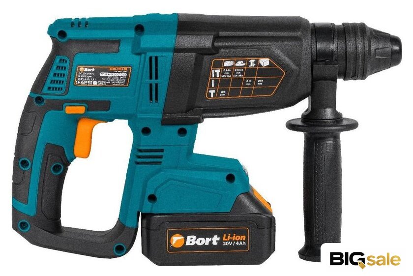 Перфоратор Bort BHD-20LI-BL (с 2-мя АКБ, кейс) - Изображение №5 — Интернет магазин BigSale