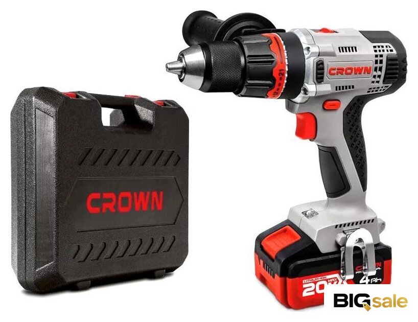 Дрель-шуруповерт Crown CT21076HMX-4 BMC (с 2-мя АКБ, кейс) - Изображение №1 — Интернет магазин BigSale