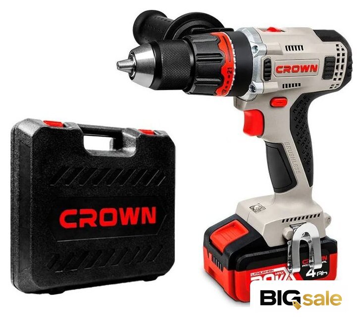 Дрель-шуруповерт Crown CT21090HMX-4 BMC (с 2-мя АКБ 4Ah, кейс) - Изображение №1 — Интернет магазин BigSale