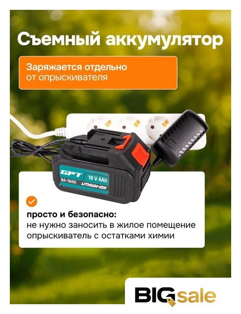 Аккумуляторный опрыскиватель GPT WFB-12li - Изображение №12 — Интернет магазин BigSale