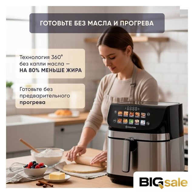 Аэрогриль (аэрофритюрница) Evolution AIRO 9600TW - Изображение №10 — Интернет магазин BigSale