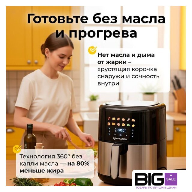 Аэрогриль (аэрофритюрница) Evolution AIRO 6100 - Изображение №13 — Интернет магазин BigSale