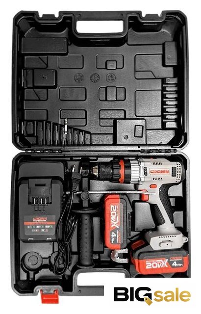 Ударная дрель-шуруповерт Crown CT21093HMX-4 BMC (с 2-мя АКБ, кейс) - Изображение №7 — Интернет магазин BigSale