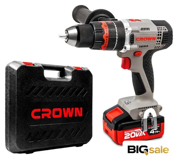 Ударная дрель-шуруповерт Crown CT21093HMX-4 BMC (с 2-мя АКБ, кейс) - Изображение №1 — Интернет магазин BigSale
