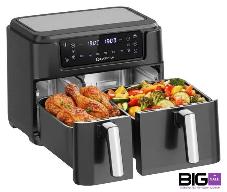 Аэрогриль (аэрофритюрница) Evolution AIRO 10600 Dual - Изображение №3 — Интернет магазин BigSale